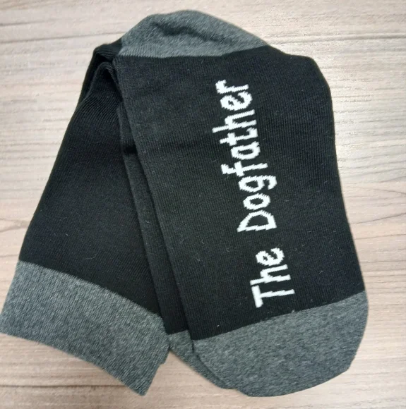 🆕️ "Dogfather" Socks - Black With Grey - Fits All! - Picture 2 of 10